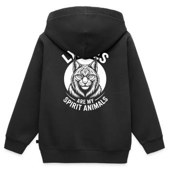 Lynx Dictions Lynx Drôle de cadeau de lynx - Sweat Premium à capuche zippé enfant bio - noir - Dos - AI Model Kid Male (0cm)