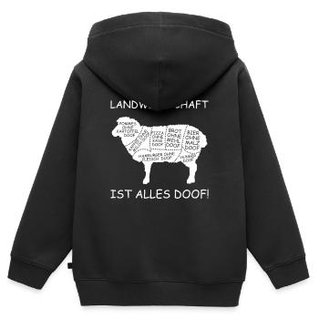 Ohne Landwirtschaft ist alles doof Schaf Landwirt - Kinder Premium Organic Zip Hoodie - Schwarz - Hinten - AI Model Kid Male (0cm)