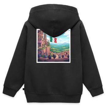 Collection de dessins animés GIDAGI Fitness - Sweat Premium à capuche zippé enfant bio - noir - Dos - AI Model Kid Male (0cm)
