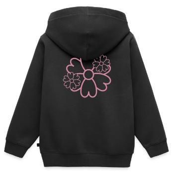 Fleur Simple - Sweat Premium à capuche zippé enfant bio - noir - Dos - AI Model Kid Male (0cm)