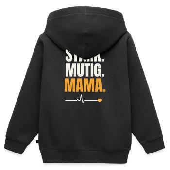 Stark Mutig Mama - Kinder Premium Organic Zip Hoodie - Schwarz - Hinten - AI Model Kid Male (0cm)