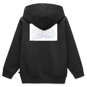 Croquis abstrait en spirale de peinture - Sweat Premium à capuche zippé enfant bio - noir - Dos - AI Model Kid Male (0cm)