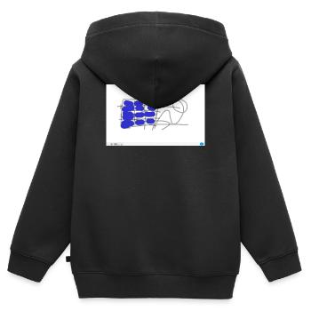 Motif d’alimentation solaire en bleu - Sweat Premium à capuche zippé enfant bio - noir - Dos - AI Model Kid Male (0cm)