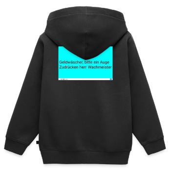 Wächterwitz: Auge Zudrücken - Kinder Premium Organic Zip Hoodie - Schwarz - Hinten - AI Model Kid Male (0cm)