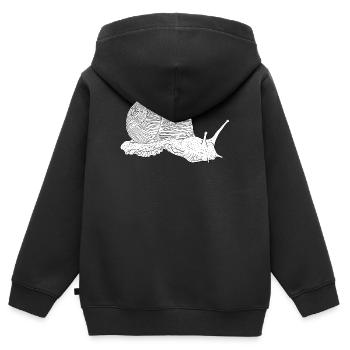Motif d’escargot et d’animal dessiné à la main - HG blanc - Sweat Premium à capuche zippé enfant bio - noir - Dos - AI Model Kid Male (0cm)