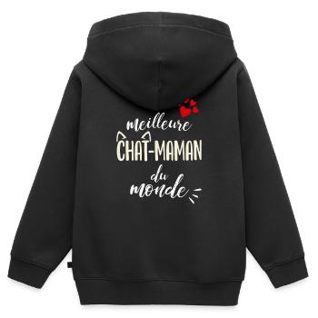 Meilleure Chat Maman du Monde Cadeau - Sweat Premium à capuche zippé enfant bio - noir - Dos - AI Model Kid Male (0cm)