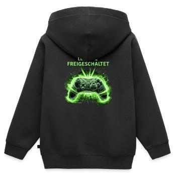 Gamer Geburtstag Shirt | Level 12 Geschenk Junge - Kinder Premium Organic Zip Hoodie - Schwarz - Hinten - AI Model Kid Male (0cm)