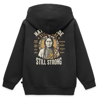 La fierté autochtone toujours présente Toujours forte - Sweat Premium à capuche zippé enfant bio - noir - Dos - AI Model Kid Male (0cm)