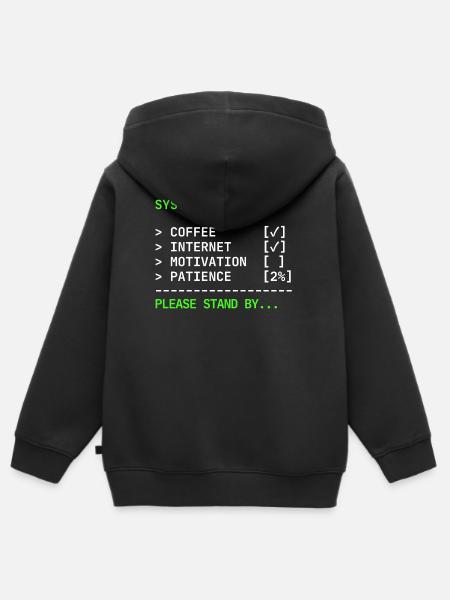 System Check – IT Admin Terminal Design - Kinder Premium Organic Zip Hoodie - Schwarz