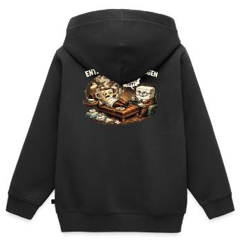 Entzugserscheinungen Kaffee Humor Shirt - Kinder Premium Organic Zip Hoodie - Schwarz - Hinten - AI Model Kid Male (0cm)