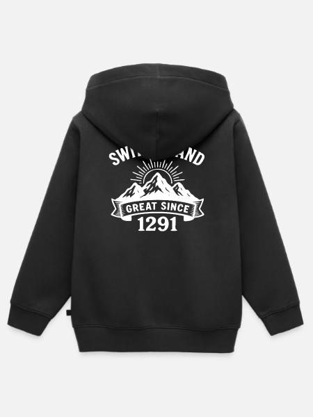 Switzerland great since 1291 Cap - Kinder Premium Organic Zip Hoodie - Schwarz