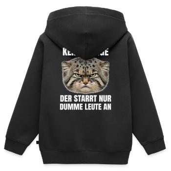 Manul Cat Pallas Katze Introvertiert Humor  - Kinder Premium Organic Zip Hoodie - Schwarz - Hinten - AI Model Kid Male (0cm)