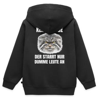 Pallas Katze Manul Cat Sarkasmus Katzen Meme Motiv - Kinder Premium Organic Zip Hoodie - Schwarz - Hinten - AI Model Kid Male (0cm)
