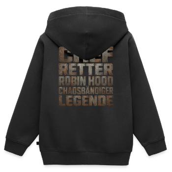 Légende du Sauveur en chef Robin des Bois - Sweat Premium à capuche zippé enfant bio - noir - Dos - AI Model Kid Male (0cm)