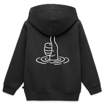 Je vais bien - Pouce levé - Sweat Premium à capuche zippé enfant bio - noir - Dos - AI Model Kid Male (0cm)