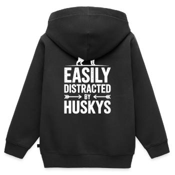 Paroles Husky, Cadeau Husky Drôle Husky - Sweat Premium à capuche zippé enfant bio - noir - Dos - AI Model Kid Male (0cm)