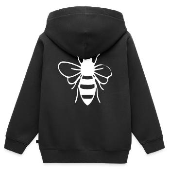 Silhouette d’abeille en nid d’abeille - Sweat Premium à capuche zippé enfant bio - noir - Dos - AI Model Kid Male (0cm)