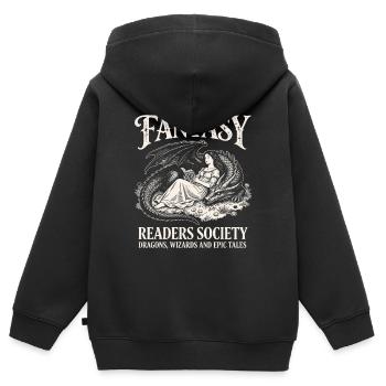 Rat de bibliothèque de la Société des lecteurs de fantasy Readers - Sweat Premium à capuche zippé enfant bio - noir - Dos - AI Model Kid Male (0cm)