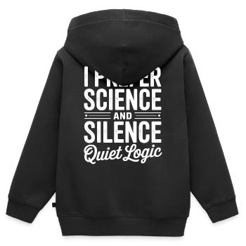 Je préfère la science et le silence - Sweat Premium à capuche zippé enfant bio - noir - Dos - AI Model Kid Male (0cm)