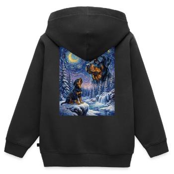 Hurler vers la Lune Affenpinscher - Sweat Premium à capuche zippé enfant bio - noir - Dos - AI Model Kid Male (0cm)
