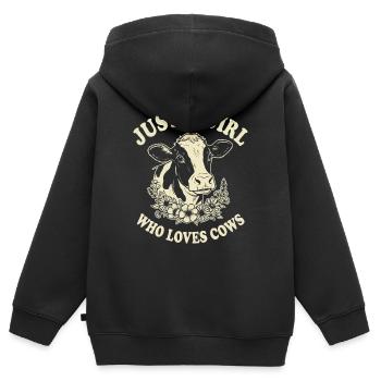 Juste une fille qui aime les vaches - Sweat Premium à capuche zippé enfant bio - noir - Dos - AI Model Kid Male (0cm)