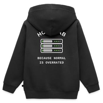 Homelab – Because Normal Is Overrated - Kinder Premium Organic Zip Hoodie - Schwarz - Hinten - AI Model Kid Male (0cm)
