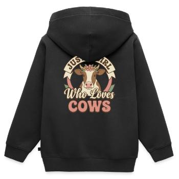Mädchen liebt Kühe - Kinder Premium Organic Zip Hoodie - Schwarz - Hinten - AI Model Kid Male (0cm)