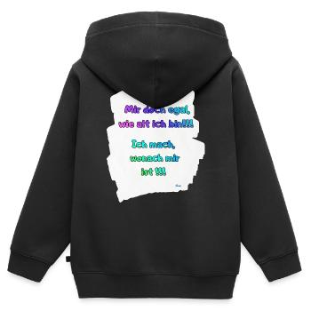 Alter egal, ich mach, was mir passt - Kinder Premium Organic Zip Hoodie - Schwarz - Hinten - AI Model Kid Male (0cm)