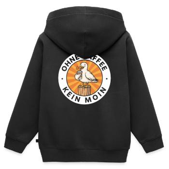 Ohne Kaffee Kein Moin Hamburg Möwe Spruch Design - Kinder Premium Organic Zip Hoodie - Schwarz - Hinten - AI Model Kid Male (0cm)