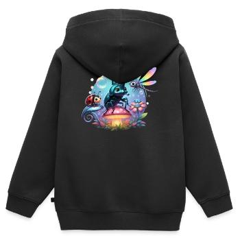 Scarabée métallique mignon et amis - Sweat Premium à capuche zippé enfant bio - noir - Dos - AI Model Kid Male (0cm)