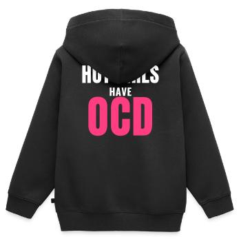 Les filles sexy ont un TOC, tendance Expression féminine - Sweat Premium à capuche zippé enfant bio - noir - Dos - AI Model Kid Male (0cm)