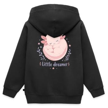 Little Dreamer Moon Axolotl - Kids Premium Organic Zip-up Hoodie - black - Back - AI Model Kid Male (0cm)