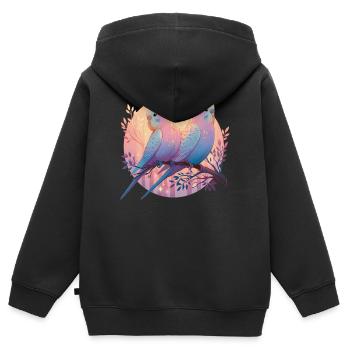 Budgies - Sweat Premium à capuche zippé enfant bio - noir - Dos - AI Model Kid Male (0cm)