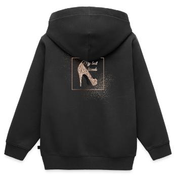 Talons hauts scintillants pour les meilleures amies - Sweat Premium à capuche zippé enfant bio - noir - Dos - AI Model Kid Male (0cm)
