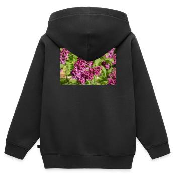 Fliederblüten: Zarte Frühlingsboten - Kinder Premium Organic Zip Hoodie - Schwarz - Hinten - AI Model Kid Male (0cm)