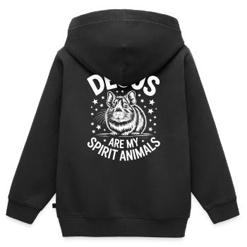 Paroles Degu : Don commun de blague Degu - Sweat Premium à capuche zippé enfant bio - noir - Dos - AI Model Kid Male (0cm)