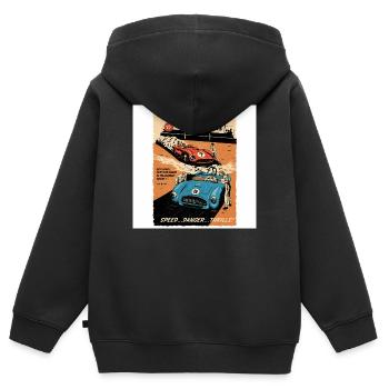 Sport automobile - Sweat Premium à capuche zippé enfant bio - noir - Dos - AI Model Kid Male (0cm)