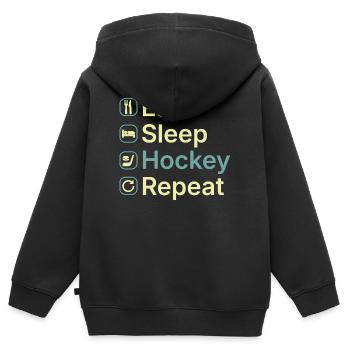Mange Sommeil Hockey Répète le cadeau drôle de joueur de hockey - Sweat Premium à capuche zippé enfant bio - noir - Dos - AI Model Kid Male (0cm)