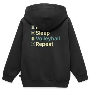 Eat Sleep Volleyball Repeat Funny Volleyball Gift - Kids Premium Organic Zip-up Hoodie - black - Back - AI Model Kid Male (0cm)