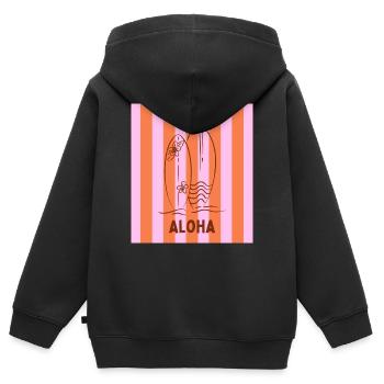 Planche de surf Aloha - Sweat Premium à capuche zippé enfant bio - noir - Dos - AI Model Kid Male (0cm)