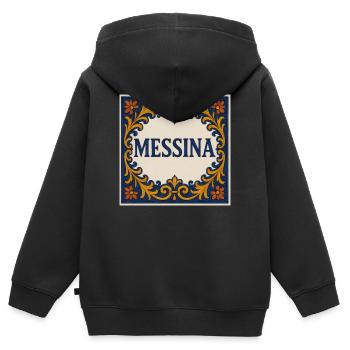 Conception de carreaux ornementaux de Messine - Sweat Premium à capuche zippé enfant bio - noir - Dos - AI Model Kid Male (0cm)