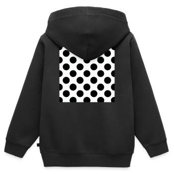 Motif monochrome à pois - Sweat Premium à capuche zippé enfant bio - noir - Dos - AI Model Kid Male (0cm)