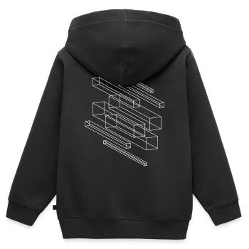 Motif de cube filaire géométrique - Sweat Premium à capuche zippé enfant bio - noir - Dos - AI Model Kid Male (0cm)