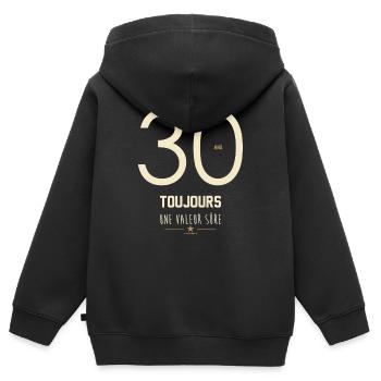 30 Ans Toujours Une Valeur Sûre - Cadeau Anniversa - Sweat Premium à capuche zippé enfant bio - noir - Dos - AI Model Kid Male (0cm)