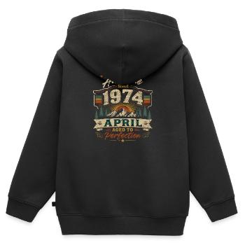 Avril 1974 Vintage rétro cadeau d’anniversaire - Sweat Premium à capuche zippé enfant bio - noir - Dos - AI Model Kid Male (0cm)