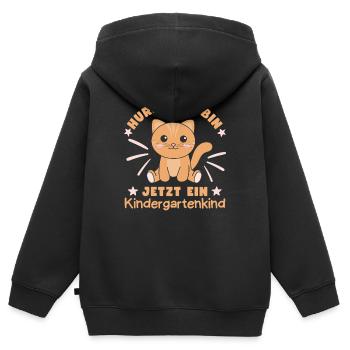 Hurra Ich Bin Jetzt Ein Kindergartenkind Katze - Kinder Premium Organic Zip Hoodie - Schwarz - Hinten - AI Model Kid Male (0cm)