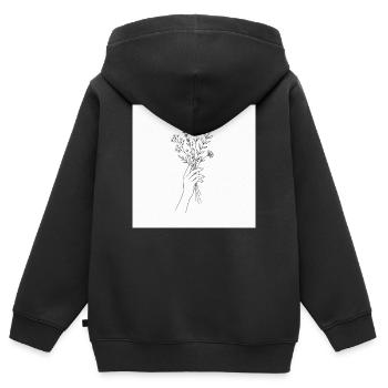 Pouvoir de la Fleur - Sweat Premium à capuche zippé enfant bio - noir - Dos - AI Model Kid Male (0cm)