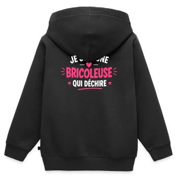 Je suis une bricoleuse qui déchire - Sweat Premium à capuche zippé enfant bio - noir - Dos - AI Model Kid Male (0cm)