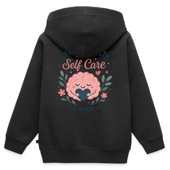 La santé mentale, c’est l’exemple de l’auto-soin - Sweat Premium à capuche zippé enfant bio - noir - Dos - AI Model Kid Male (0cm)
