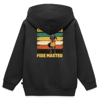Chef barbecue Maître Barbecue - Sweat Premium à capuche zippé enfant bio - noir - Dos - AI Model Kid Male (0cm)